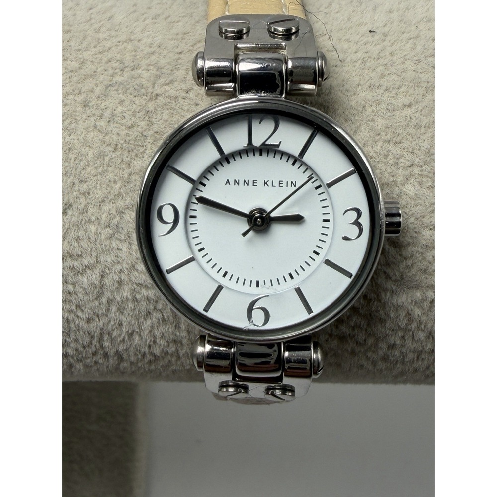 Anne Klein AK/2031 New Battery Ladies Watch 22MM 7.5" Leather Band White Dial